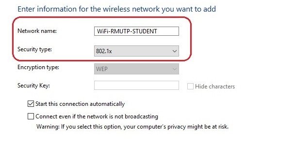 การใช้งาน WIFI-RMUTP-STUDENT และ WIFI-RMUTP-STAFF บน Windows 8, 8.1, 10 การใช้งาน WIFI-RMUTP-STUDENT และ WIFI-RMUTP-STAFF บน Windows 8, 8.1, 10